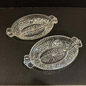 Vtg Anchor Hocking 'Star and Bars' Divided Relish Dish (Set of 2)